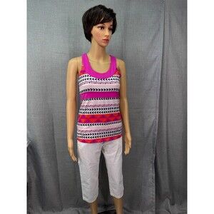 Carve Designs Cross Strap Supplex Nylon Striped Print Women's Tank Top Size M